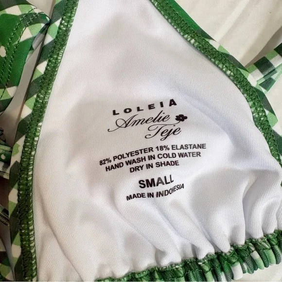 Amelie Teje x Loleia Swim String Bikini Femme in Vert Small Top Medium Bottom - Picture 16 of 16